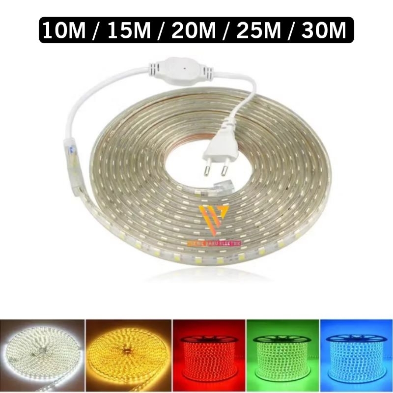PAKET LAMPU LED STRIP SELANG 220V 10M 15M 20M 25M 30M HIAS PLAFON CEILING SMD 5050 PLAFON HIAS