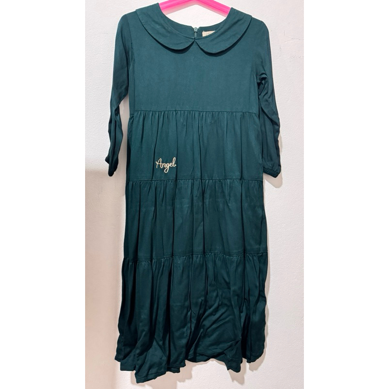 Gamis rok dress anak Atelier Angelina Hijau Emerald