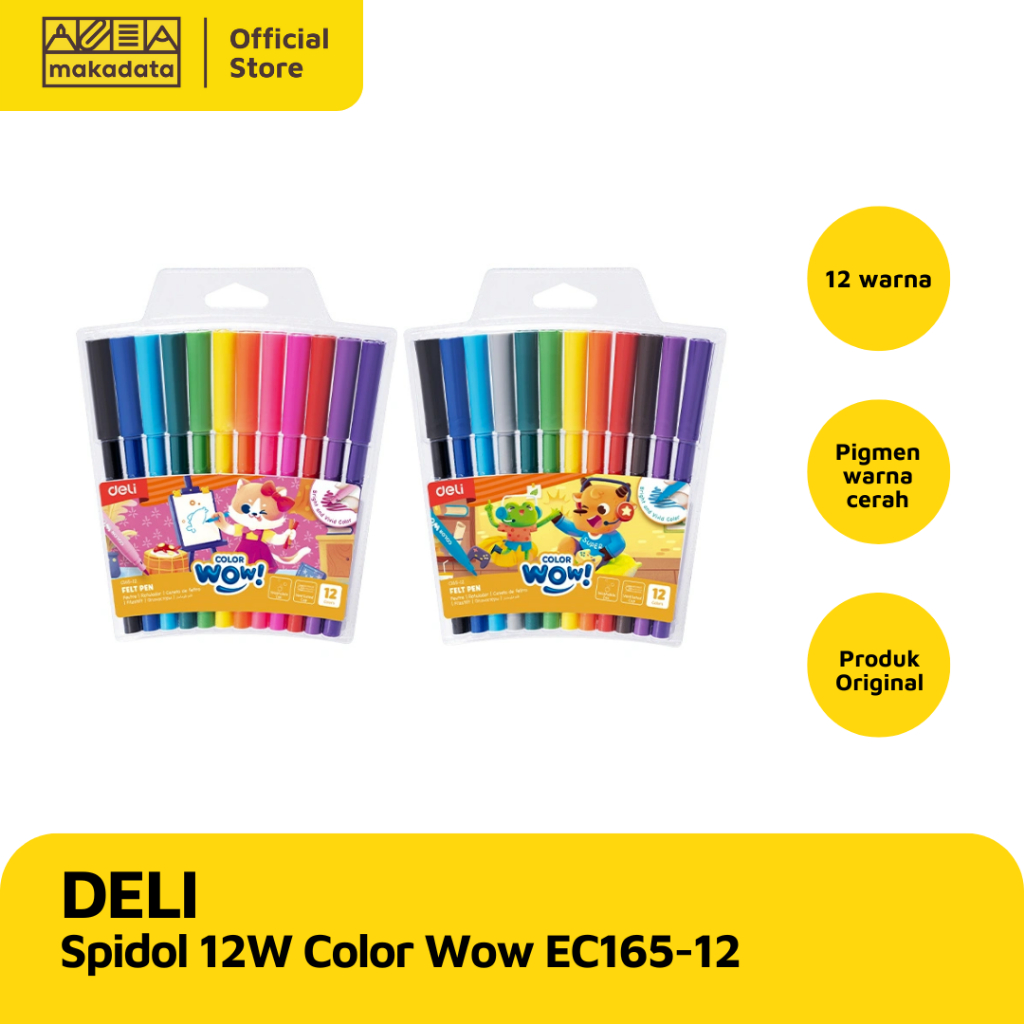 

COLORING MARKER / SPIDOL DELI ISI 12 WARNA COLOR WOW EC165-12 (1 SET) MURAH