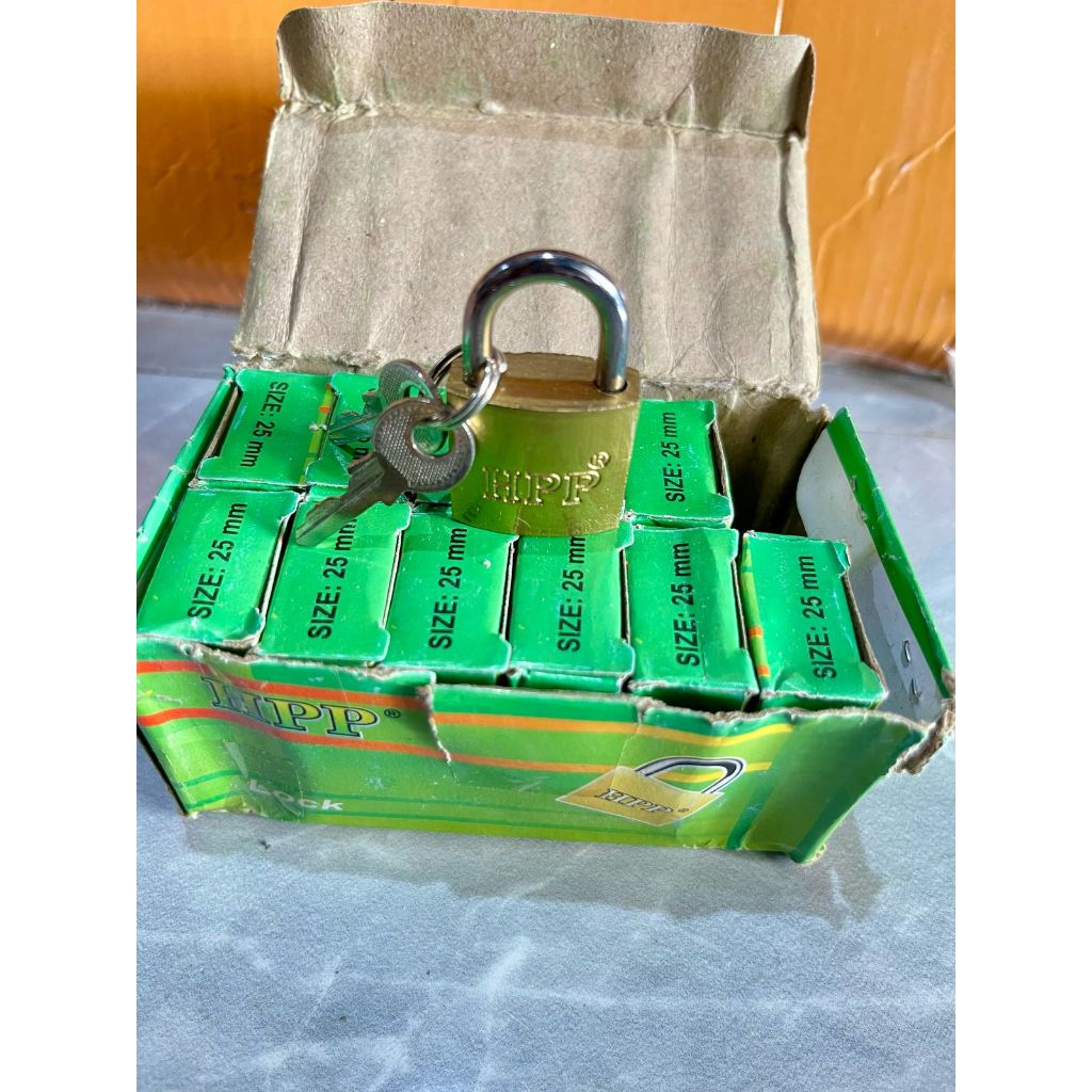 (Grosir 1bok 12pcs) GEMBOK KUNING KECIL 20MM GEMBOK LACI KOPER HPP TOP SECURITY KUNINGAN