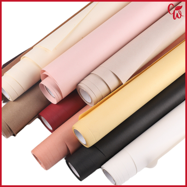 

Roll Flower Wrapping Paper Full Color Cellophane Kertas Buket Polos Warna Solid R20