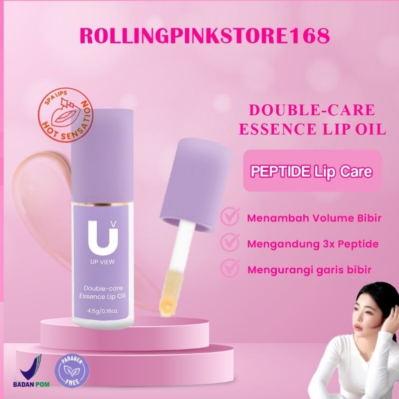 BPOM Upview Double Care Essence Oil Lip Serum SPA Perawatan Bibir Mengurangi Garis Bibir 3x Peptide 