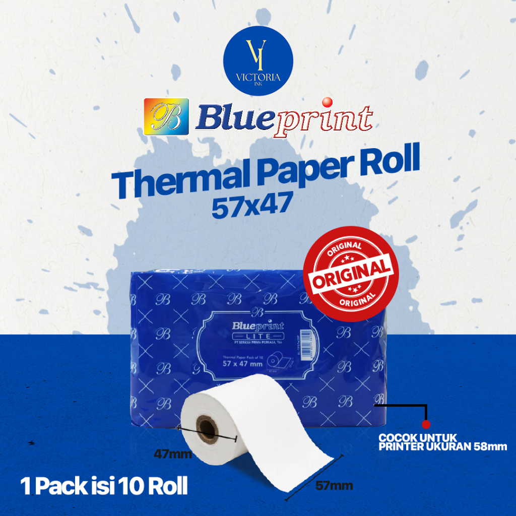 

57X47 KERTAS KASIR STRUK KERTAS THERMAL TERMAL EDC PPOB BLUEPRINT Lite 57x47 58 X 47 58mm