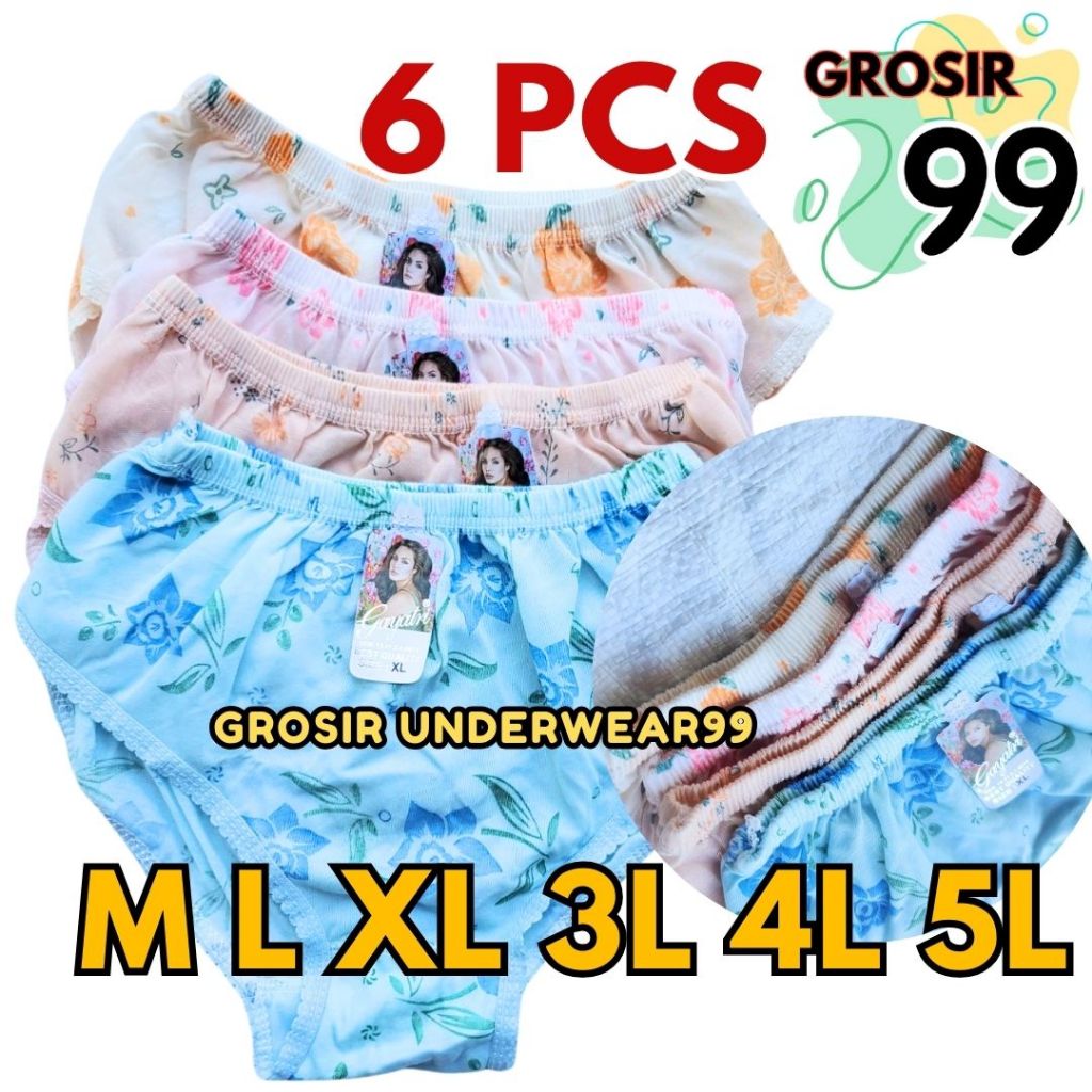 TERLARIS 6 PCS CELANA DALAM WANITA BUNGA GROSIR CELANA DALAM GROSIR99