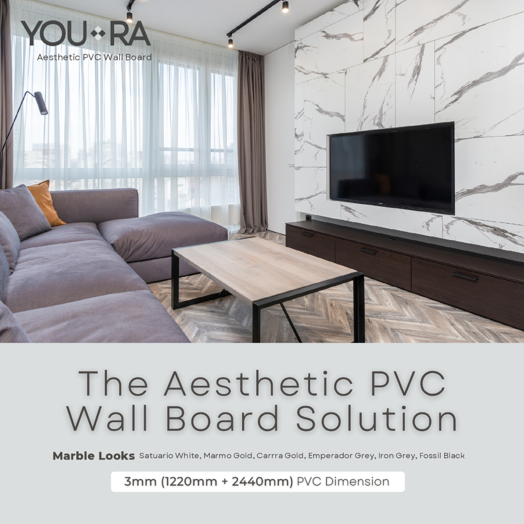 Pvc board motif marmer panel youra tebal 3mm lembaran