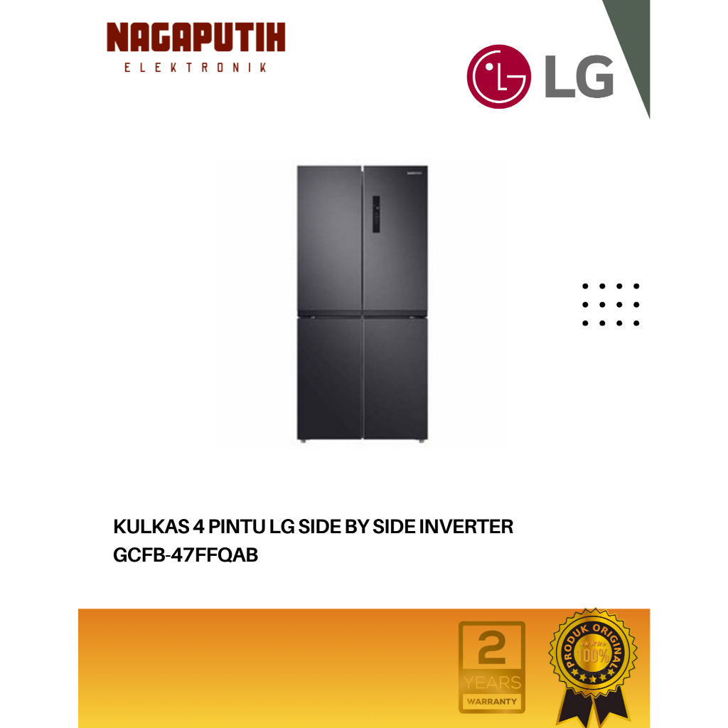LG Kulkas 4 Pintu Side by Side 393 L Inverter GCFB-47FFQAB Garansi Resmi