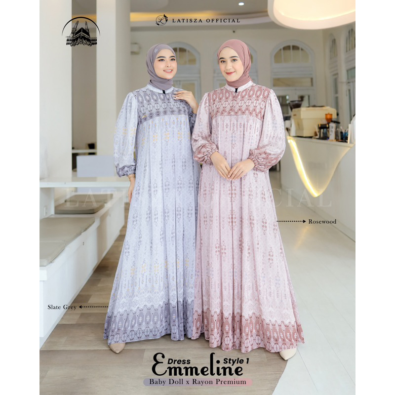 Latisza - Dress Emmeline Kekinian Premium Bahan Ceruty Baby Doll + Rayon Premium super adem nyaman G