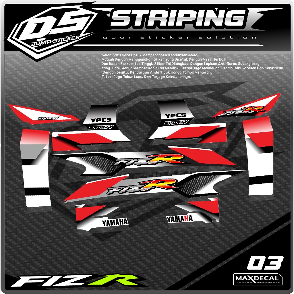 07 STICKER STRIPING MOTOR YAMAHA FIZ R VARIASI ORIGINAL SEMI FULL BODY