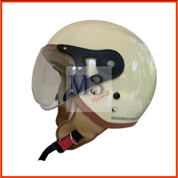 Helm Hijab Polos List Coklat Dewasa Bogo SNI