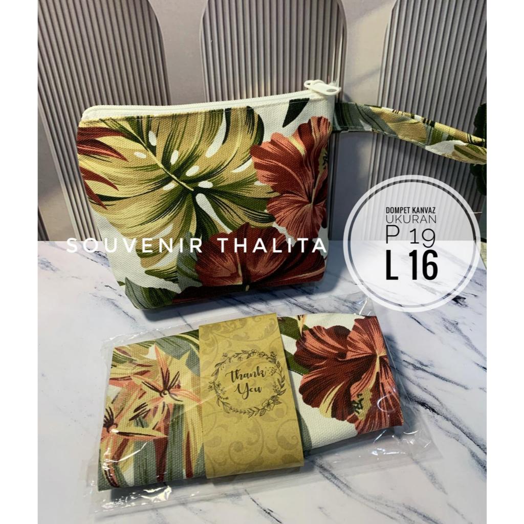 Isi 50 Pcs Souvenir Dompet Kanvas Wanita / Pouch Kanvas / Dompet Kanvas Besar Serbaguna