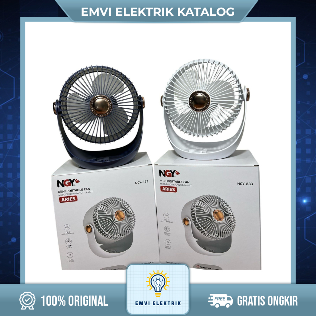 Kipas Angin Portable / Kipas Angin Gantung Rechargeable Fan 3in1 NAGOYA Aries 883