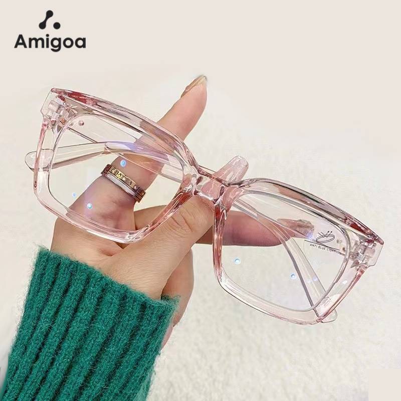 AMIGOA Kacamata Anti Cahaya Biru Transparent Premium Kacamata Bingkai Kotak Kacamata Komputer Anti R