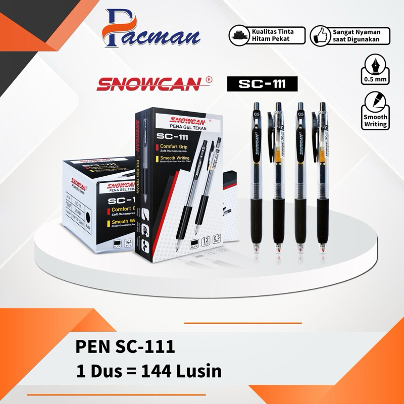 

Pulpen SNOWCAN SC 111 HITAM | Pulpen Gel | Pulpen Tinta Cair | Pena Gel Tekan