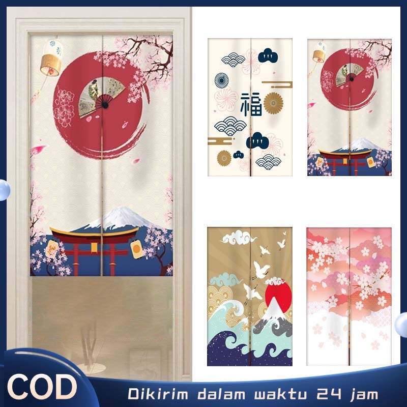 Gorden Motif Jepang 85*150cm Tirai Jepang Tirai Pintu Dapur Jepang  Tirai Hordeng Pintu Kamar