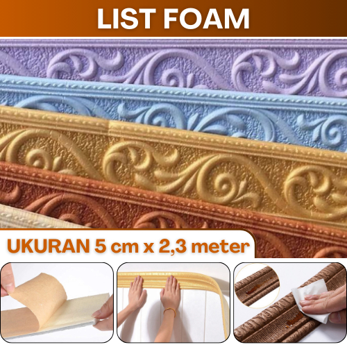 Walpaper List Foam Stiker Dinding List dinding 3 Dimensi Pembatas Wallfoam Stiker 3D Dekorasi Kamar
