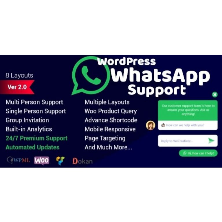 WordPress Support Using WhatsApp | Plugin Wordpress | Bonus 1 Plugin | Unlimited Device