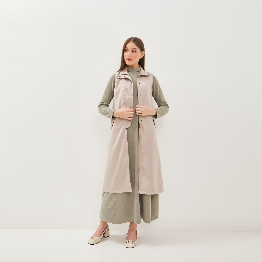 GRAPHIS High Neck Snap Zip Midi Outer