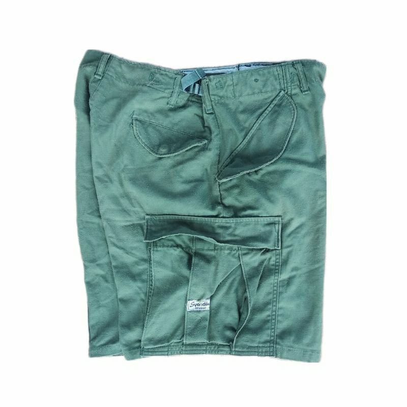 Cargo shorts Nylon and rayon Army men's Us Olive green Vintage