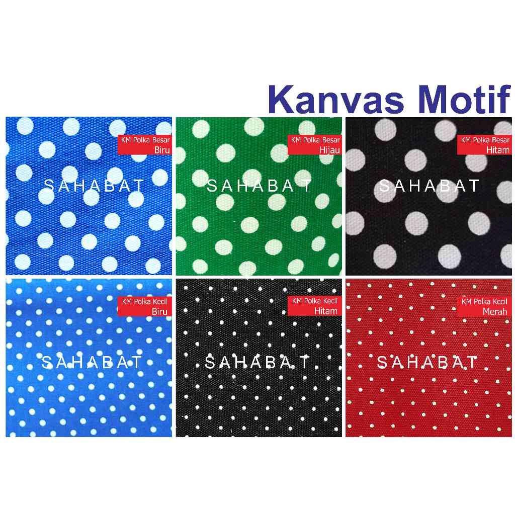 Kanvas Motif Polkadot / Kanvas Katun / Bahan Kain Tas