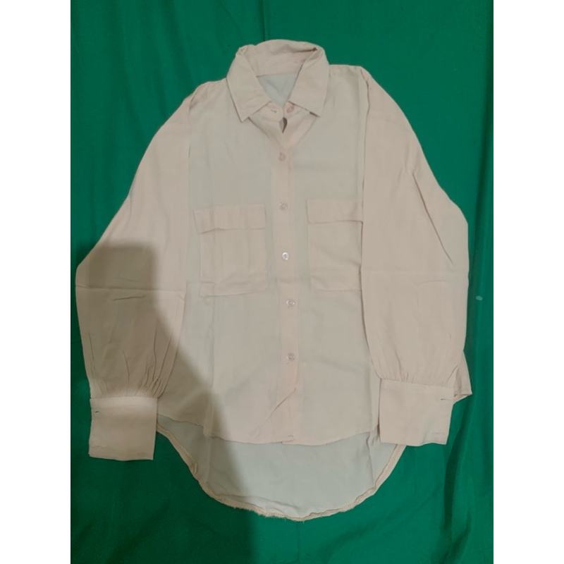 preloved/ kemeja pink/ kemeja baby pink/ kemeja lucu