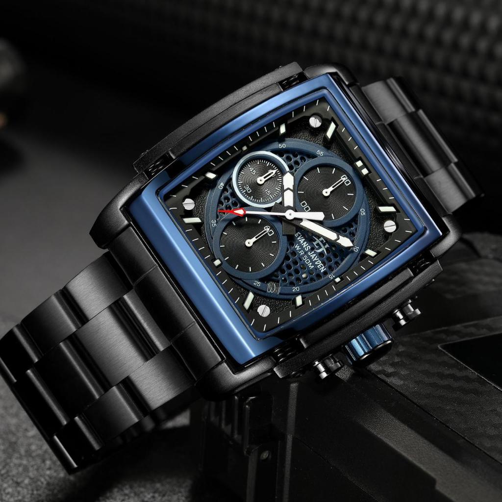 Buy 1 Get 1  Jam Tangan Pria Evans Jayden 9619 Stainless Stell Kaca Sapphire Water Resistant 5ATM