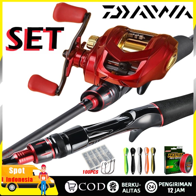 Joran Pancing Set DAIWA Set 1.65-2.7m Serat Karbon Joran Pancing 2 Bagian Casting Fishing Rod dan