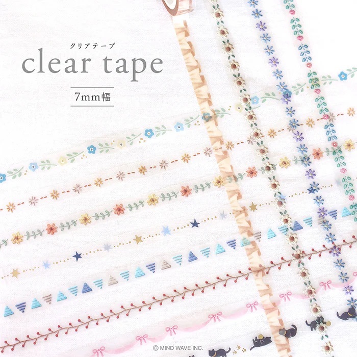 

Mind Wave Clear Tape Slim Masking Tape Stitch Hokkori Perekat Kertas Selotip Jepang 7mm Lakban Washi
