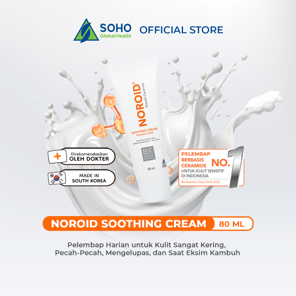Noroid Soothing Cream Pelembap Moisturizer Harian Untuk Kulit Sangat Kering, Pecah-pecah, Mengelupas