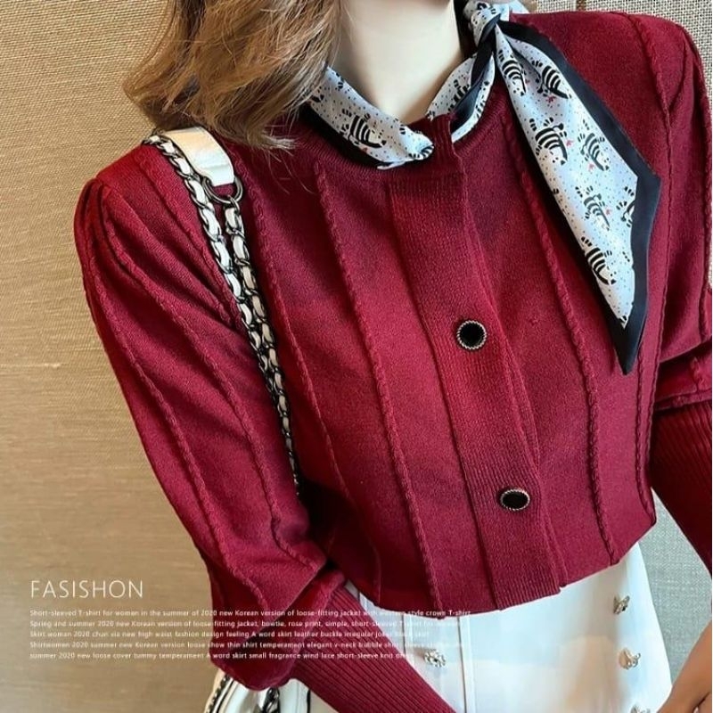 MDLV ~ MK8D774# Felicia Scarf Tie Knitted Sweater