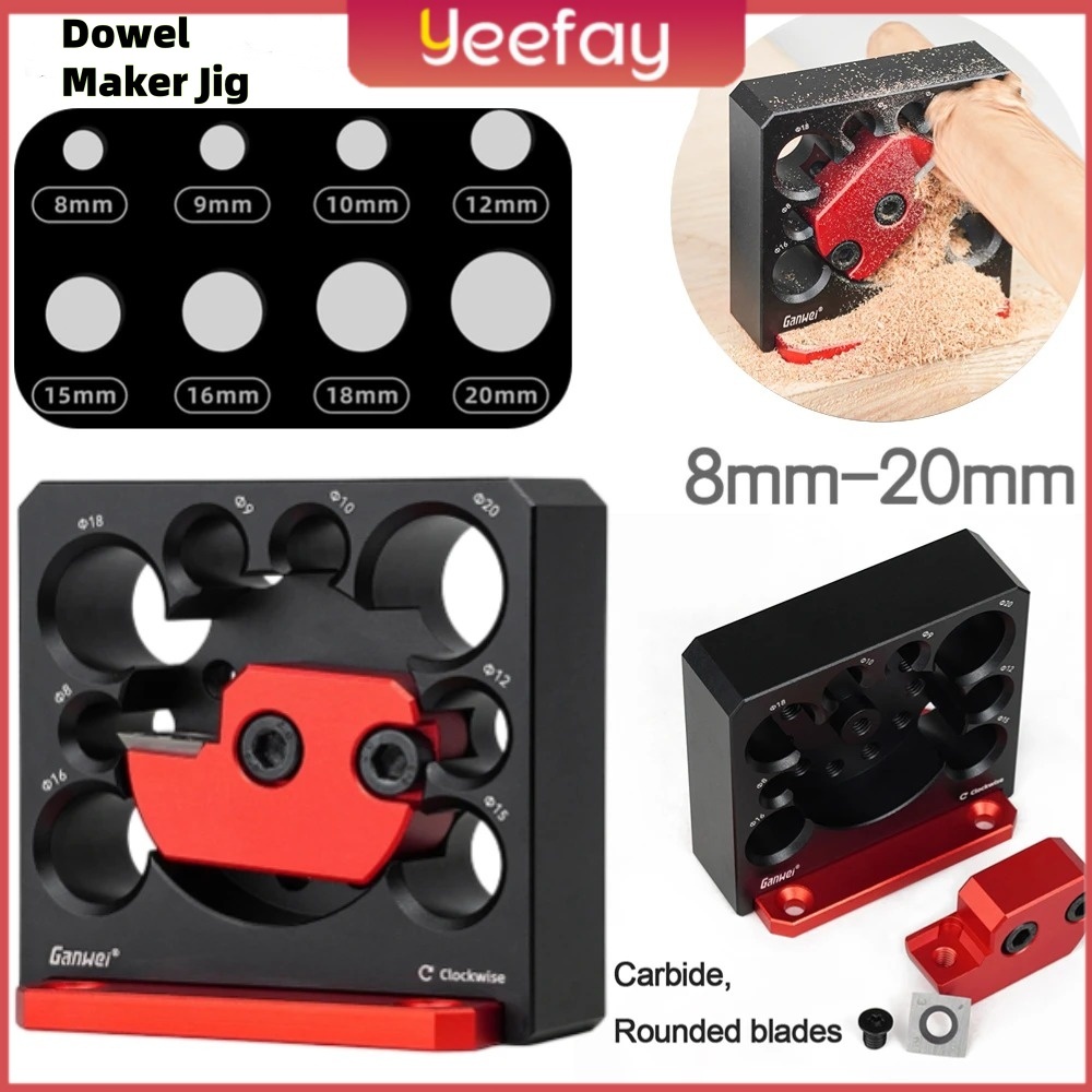 8-20mm Pengaturan Pahat Dowel Pembuat Jig dengan Pahat Karbida Alat Tambahan Batang Bulat Dowel Peme