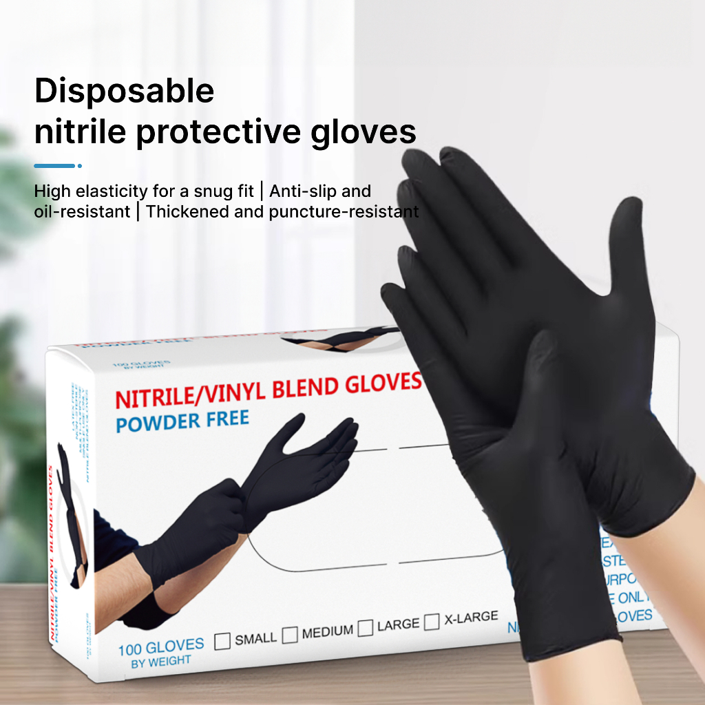 Sarung Tangan Nitril HITAM / BLACK Nitrile Original Sarung Tangan Karet / Latek Lateks Sarung Tangan