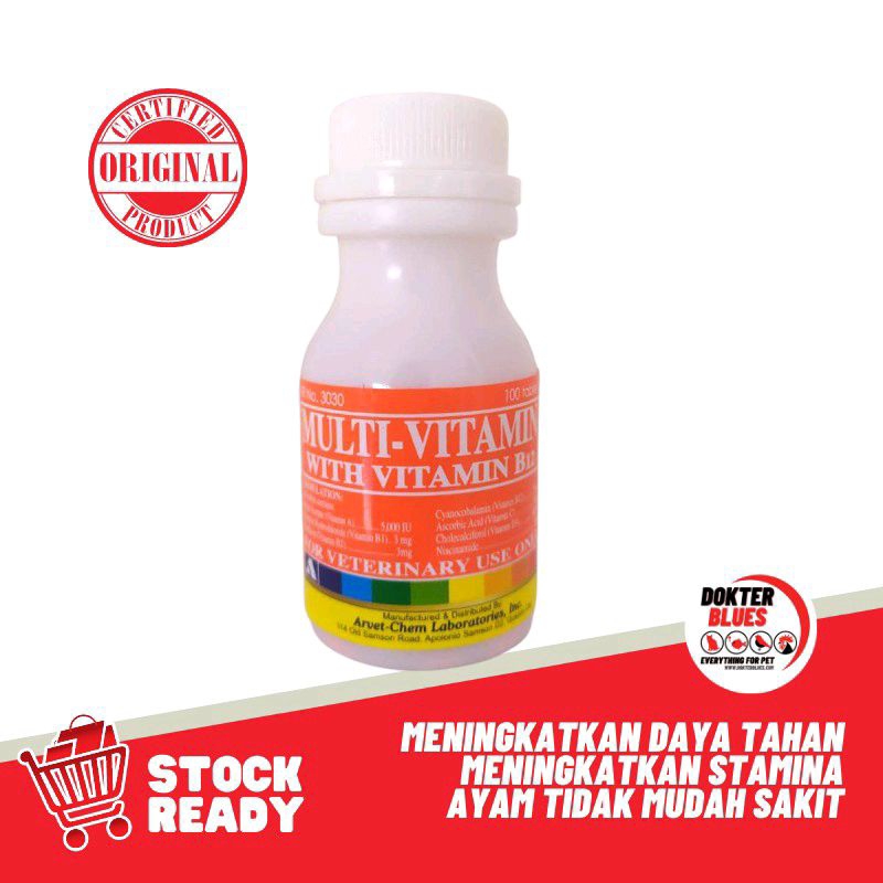 Multivitamin Ayam Filipin Lactate Vitamin Nafsu Makan Arvet-Chem 100 Tablet Vitamin Khusus Ayam Jago