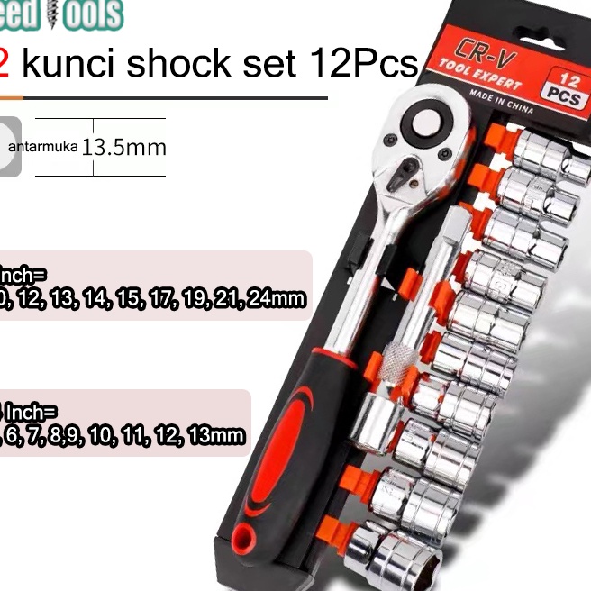 Price UneedTools Kunci Shock Set 121412Pcs kunci socket motor lengkap socket CRV Socket Wrench Set