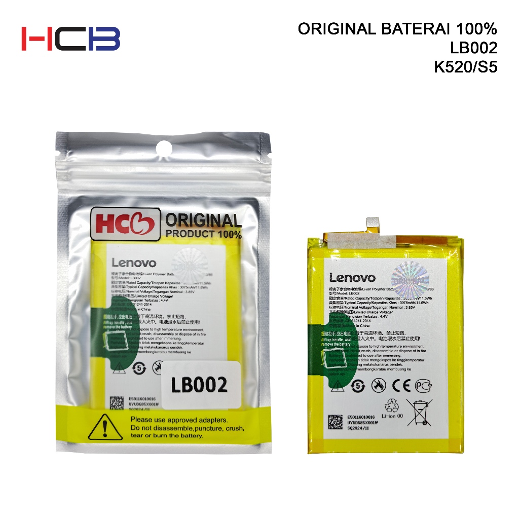 BATERAI LENOVO LB002 LENOVO K520/S5  ORIGINAL 100%
