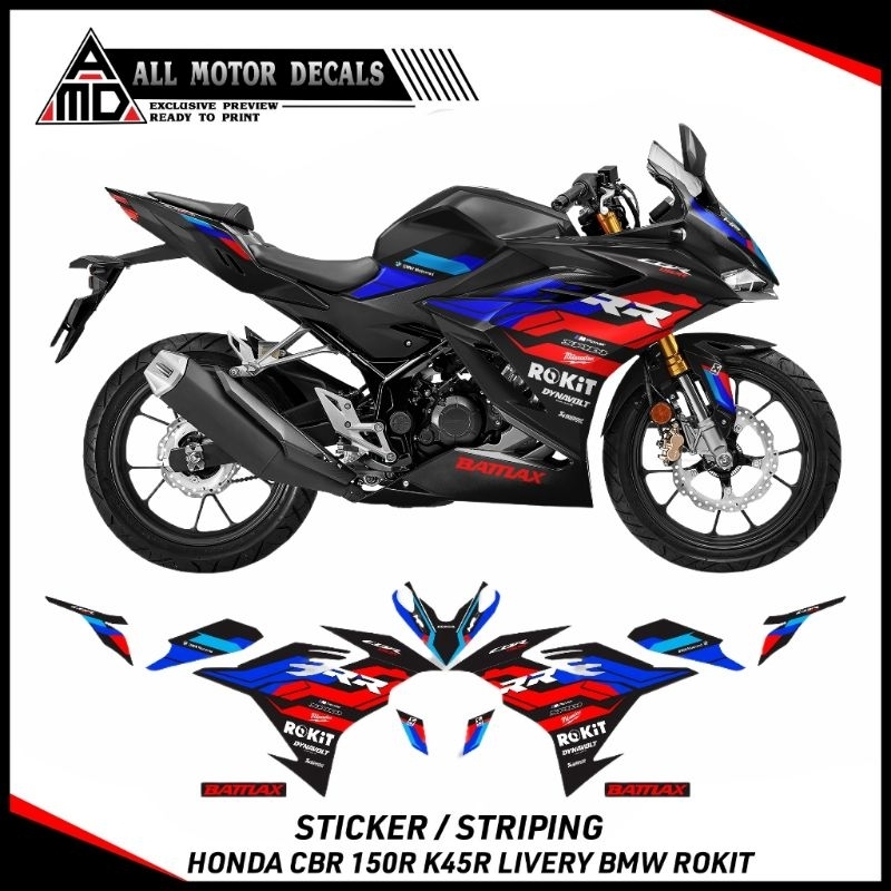 STRIPING HONDA CBR 150R NEW K45R LIVERY BMW ROKIT / STICKER CBR150R K45R TAHUN 2021, 2022, 2023, 202