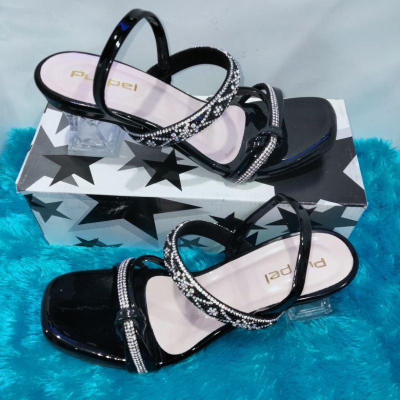 PURPLE -Sandal Wanita Heels 5 cm Sandal Wanita Hak Kaca