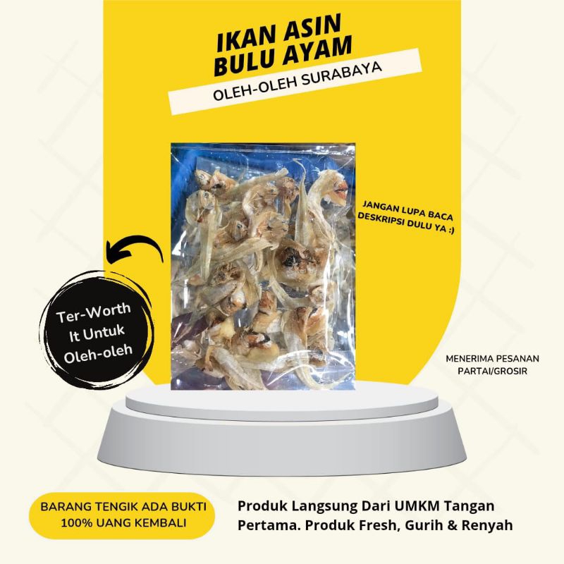 

Ikan Asin Bulu Ayam Mentah Khas Kenjeran Surabaya