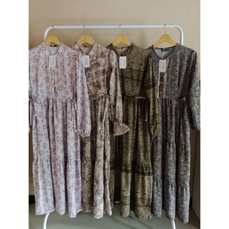 RAYA SERIES | Gamis Humaira | Gamis Lebaran | Gamis Cantik | Gamis Katun Bordir | Gamis Crinkle Moti