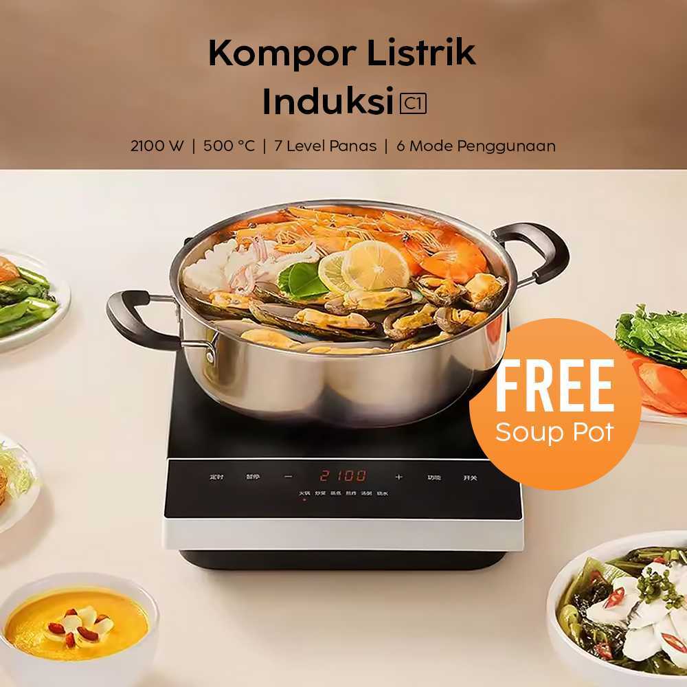 Xiaomi Mijia C1 Kompor Listrik Induksi 1 Tungku 2100W with Soup Pot - MDCL0E2ACM