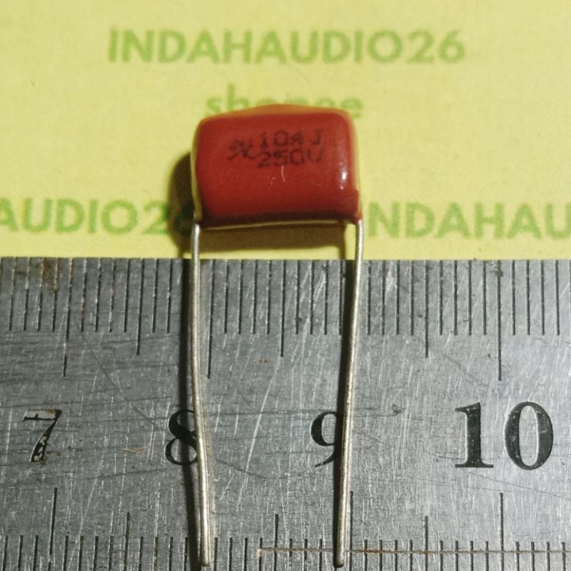 104J 250V 10mm 104 250v milar 100nf 100n  kapasitor merah mylar capacitor