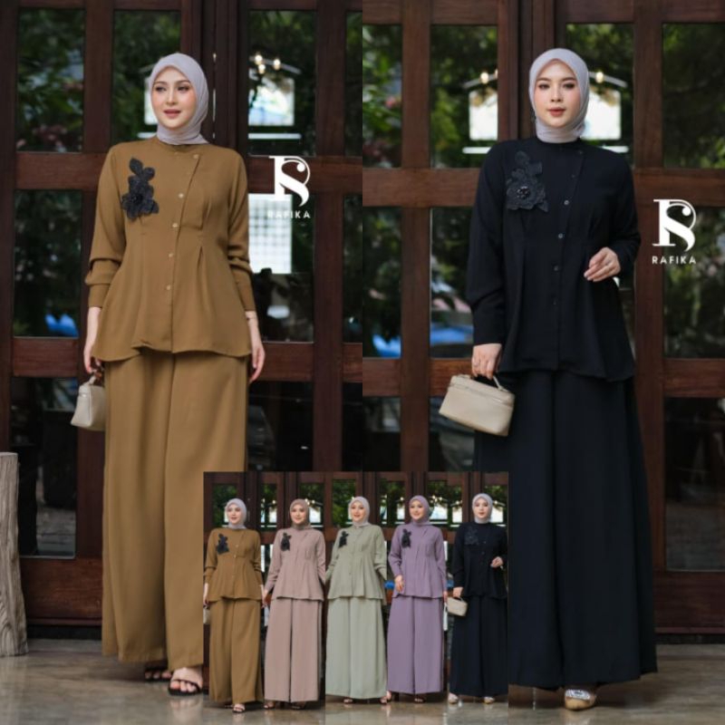 (S) RAFIKA AIRIN VIERA Oneset Baju Setelan Celana Wanita Muslimah Airin Set by Rafika.