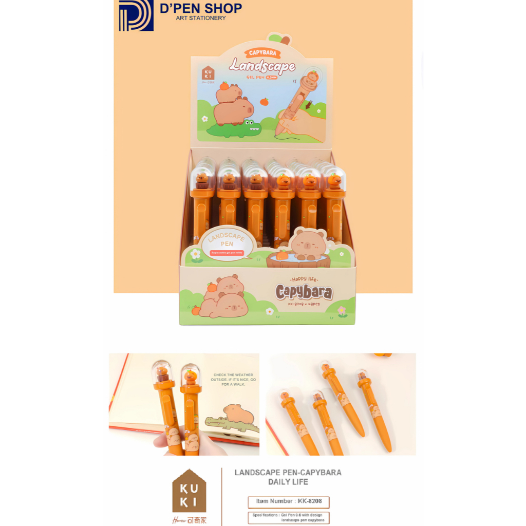 

Pena Gel Pulpen Capybara Gel 0.5mm Landscape Pen Lucu Refillable Alat Tulis Aesthetic untuk Sekolah & Kantor