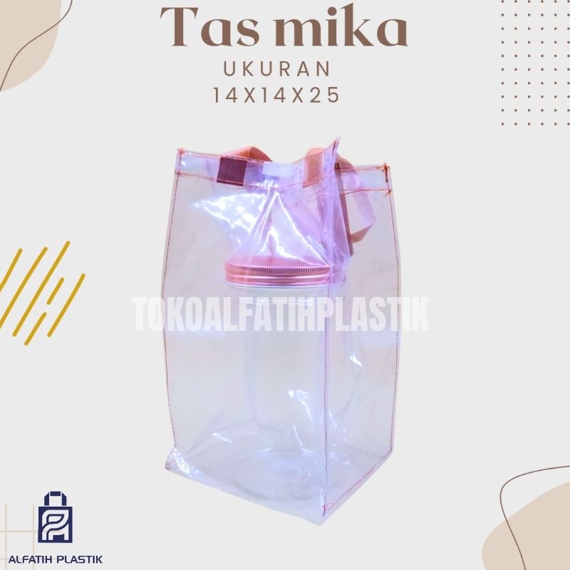 

tas mika transparan ukuran 14x14x25, 20x10x20, 21x21x21,23x23 cocok untuk hampers dan kotak bingkisan isi 10pcs