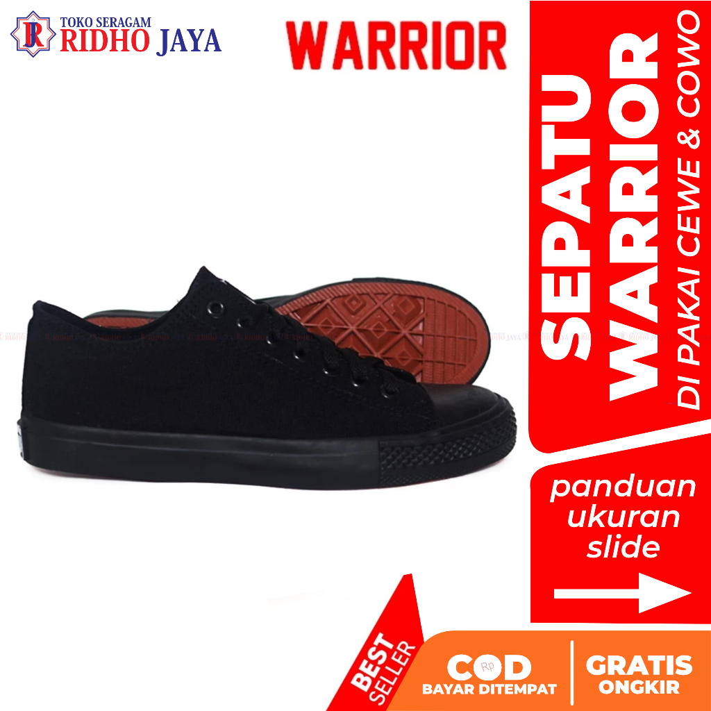 RIDHO JAYA - Sepatu Warior Hitam Pendek Sepatu Sekolah Sepatu Warior LC Sepatu Anak