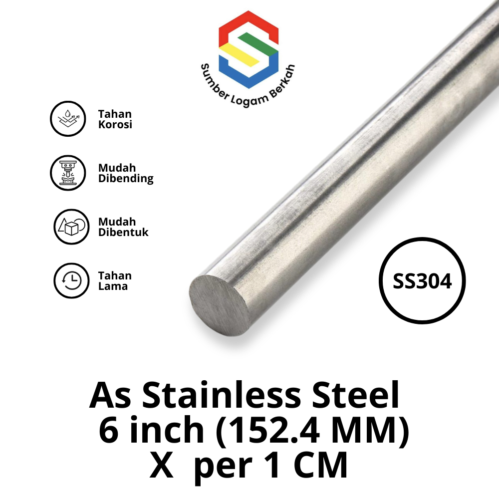 as 6 in (152.4 mm) stainless steel 304