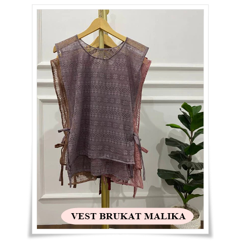 (NEW) Rompi Wanita Bahan Brokat Malika Outer wanita rompi wanita kekinian outfit gamis vest burkat m