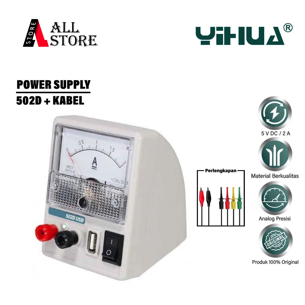 YIHUA POWER SUPPLY 502D + KABEL ORIGINAL - PSU ANALOG PRESISI ALAT TEKNISI