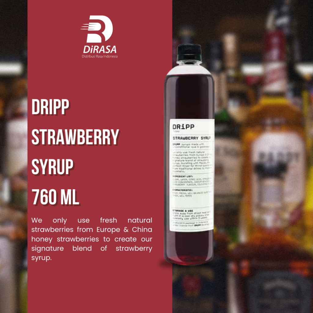 

DiRASA - DRiPP Strawberry Gourmet Syrup 760 ML Untuk Bisnis HORECA/Barista/Bartender/Mixologist