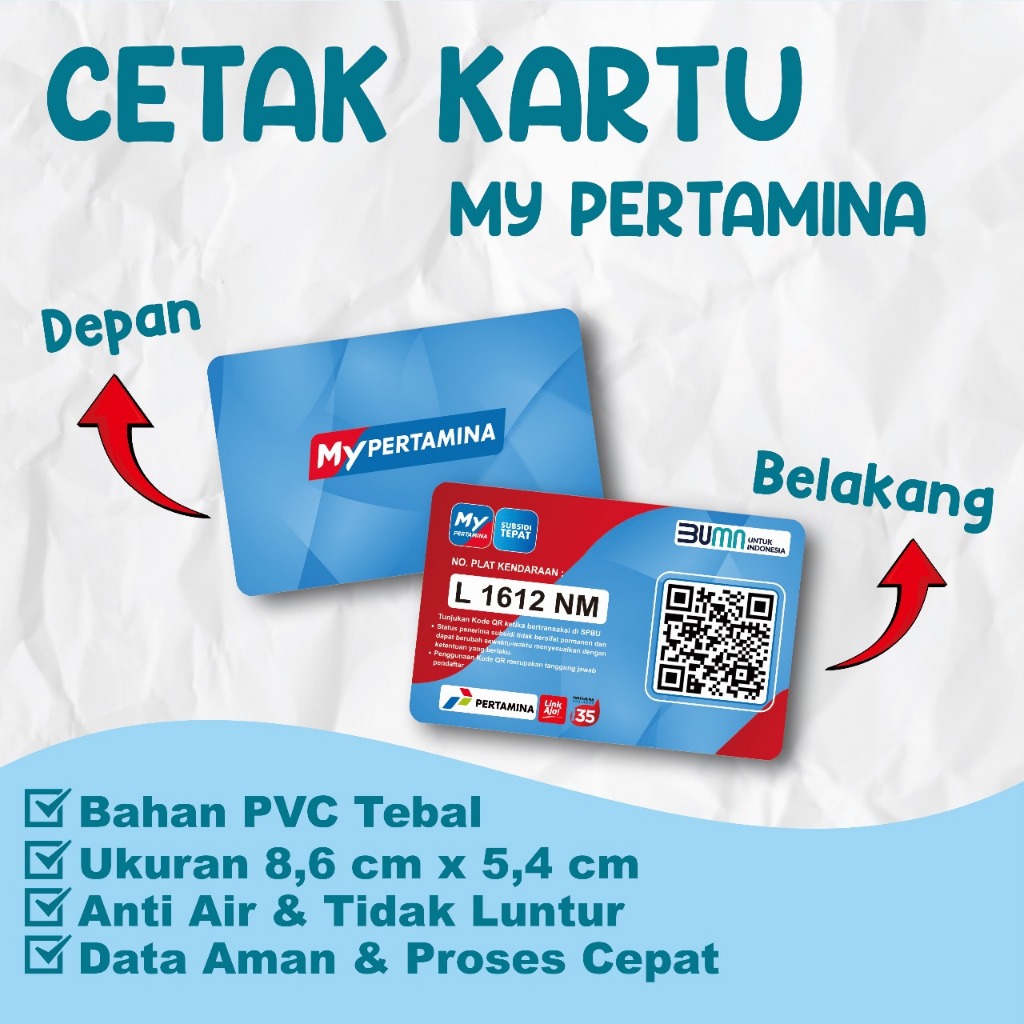 

Cetak Kartu My Pertamina / Kartu My Pertamina Bahan PVC / Cetak Barcode My Pertamina / Cetak Kartu My Pertamina Bahan PVC