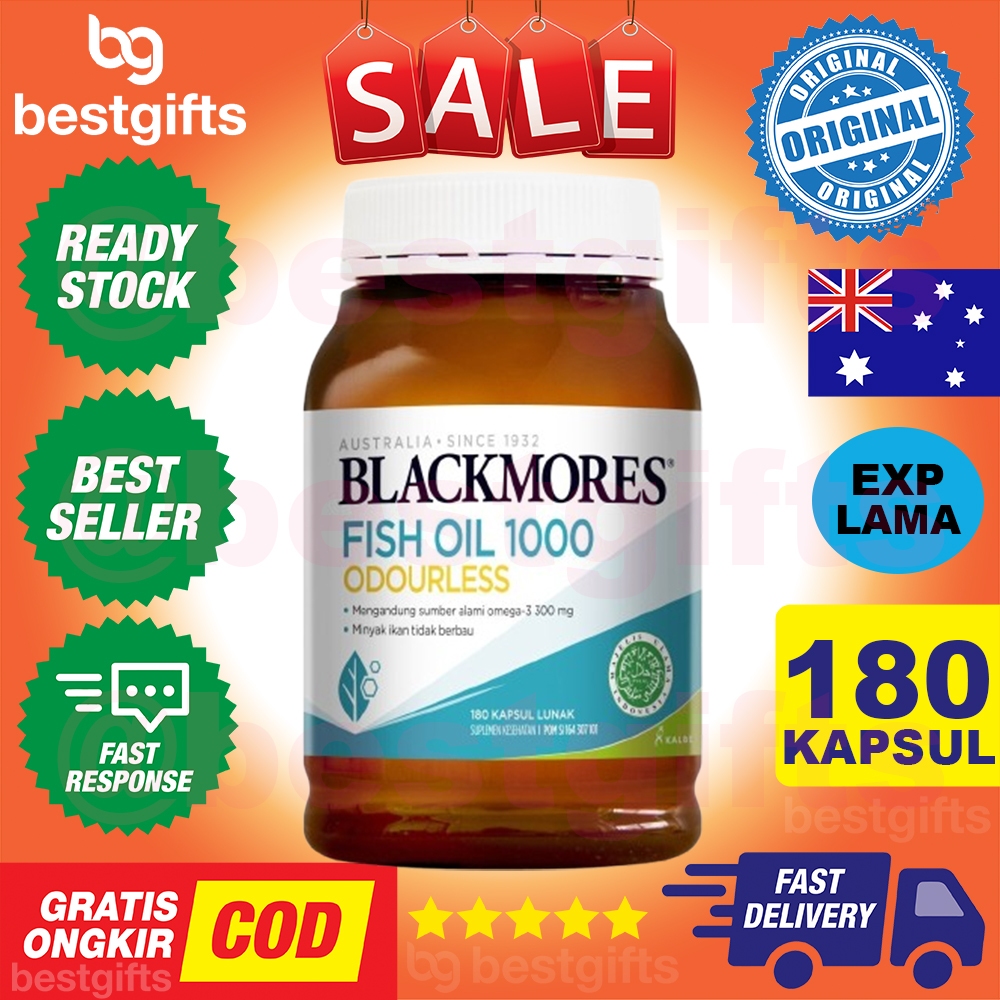 BLACKMORES ODOURLESS FISH OIL OMEGA 3 6 9 MINYAK IKAN SALMON KALBE - 180 KAPSUL